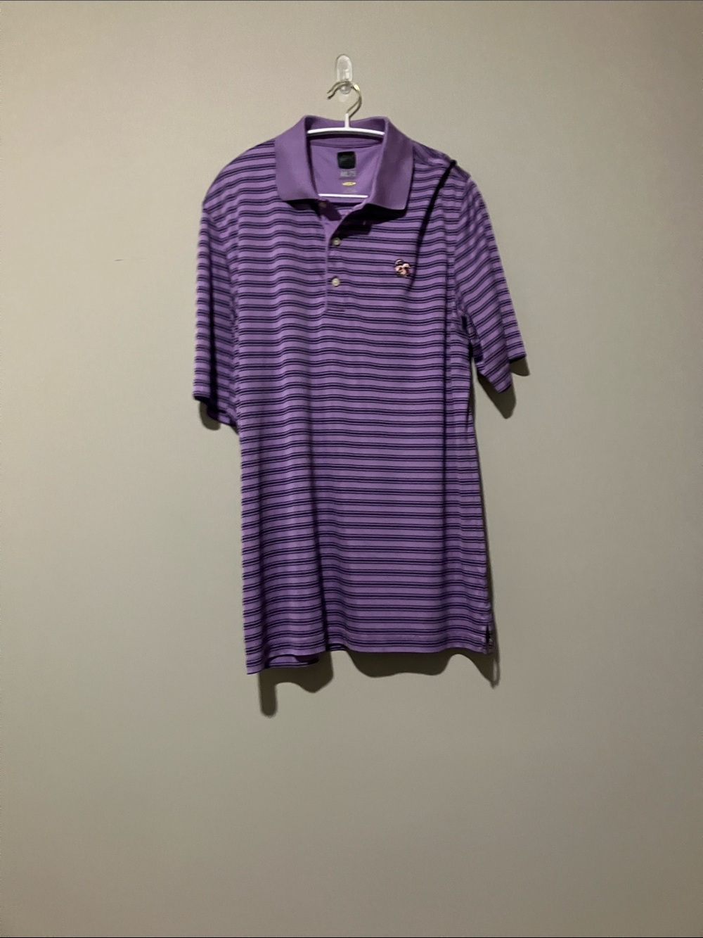 Purple Striped Short Sleeve Polo Shirt - Men